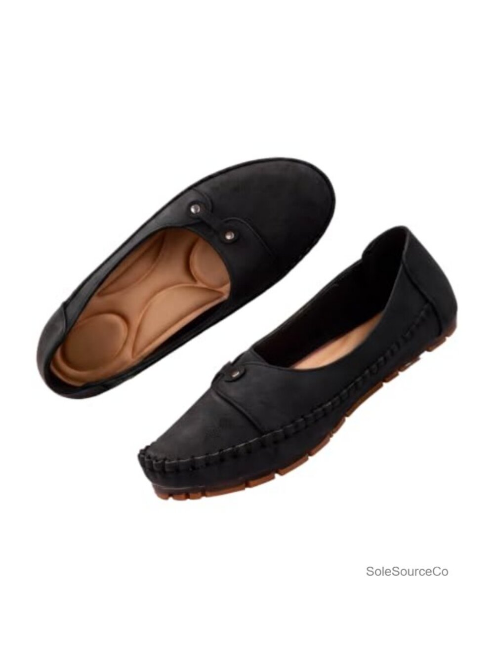 Women's Faux Leather Loafers Embossed Slip-On Comfort Walking Shoes